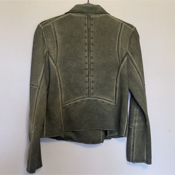 MARRAKECH Women's Green MARNI Scuba Suede Full Zip Moto Jacket - Picture 4 of 5